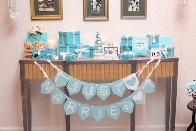 ティファニーブルーウェディング② アロマストーン くま ティファニーが好き♪ ティファニーブルーに囲まれた幸せWedding