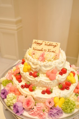 旬のくだもののウェディングケーキ マリエール太田 群馬県太田市の結婚式場 披露宴会場 挙式