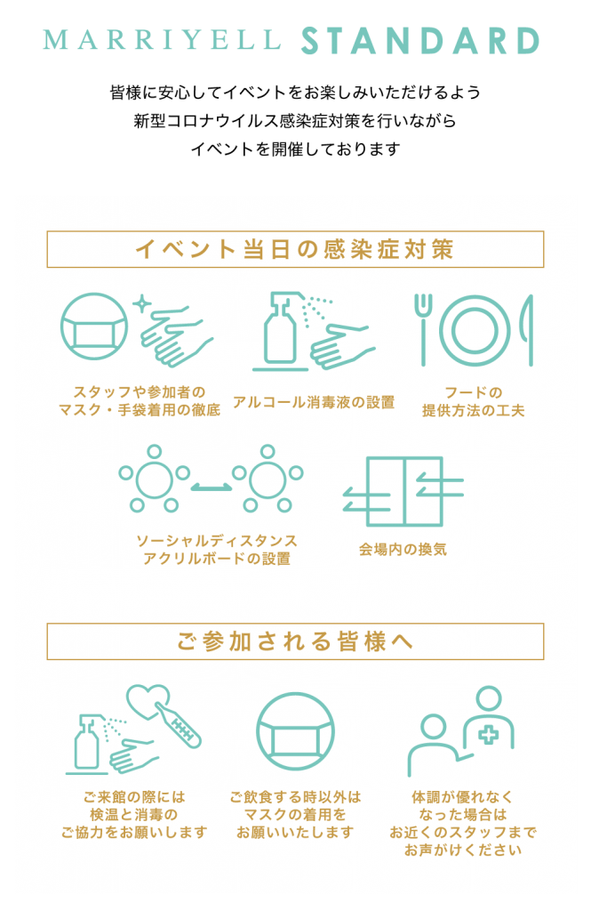 安心してイベントに参加してもらえるよう、消毒の設置、お料理の取り分け方法の工夫、マスクや手袋着用の徹底、会場内の歓喜など、感染症対策を行いながらイベントを開催いたします。ご参加される皆様には、ご来館の際の検温・消毒や、ご飲食時以外のマスクの着用のご協力をお願いいたしますまた、体調が優れなくなった場合は速やかにお近くのスタッフまでお声がけください。